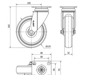 R.GIR.PLACA 10BHA125-PGZN POLIAMIX-GOMA GRIS INYECT.EJE LISO