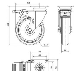 R.GIR.PLACA FRENO 10BHAFD125-PGZN POLIAMIX-GOMA GRIS INYECT.EJE LISO