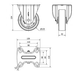 R.FIJA 17TVC125-PO NYLON BLANCO-POLIUR.ROJO EJE LISO