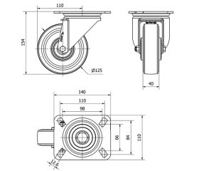 R.GIR.PLACA 10TVC125-DEB ALUMINIO-GOMA NEGRA ELASTICA EJE BOLAS