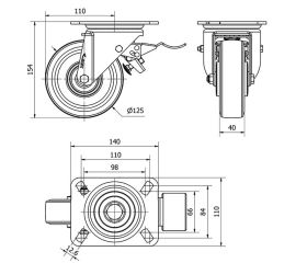 R.GIR.PLACA FRENO 10TVCFD125-DEB ALUMINIO-GOMA NEGRA ELASTICA BOLAS