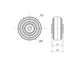 RUEDA PGR80-12-40 GOMA ELASTICA GRIS EJE RODILLOS