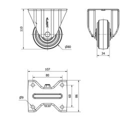 R.FIJA 17ZVL80-PGR GOMA ELASTICA GRIS EJE RODILLOS