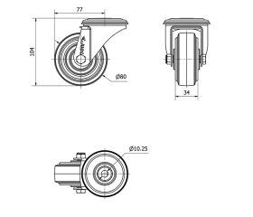 R.GIR.AGUJERO M10 20ZVL80-PGR GOMA ELASTICA GRIS EJE RODILLOS