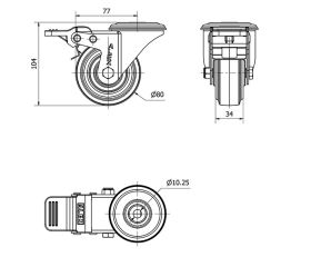R.GIR.AGUJERO M10 FRENO 20ZVLFD80-PGR GOMA ELASTICA GRIS RODILLOS