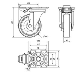 R.GIR.PLACA MEC.DIR.10ZVMD150-PO NYLON BLANCO-POLIUR.ROJO EJE LISO