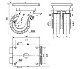 R.GIR.PLACA FRENO 10HLGFD150-HUB HIERRO-POLIUR.NARANJA(DOBLE) BOLAS