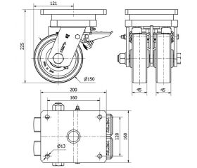 R.GIR.PLACA FRENO 10HLGFD150-FT NYLON BLANCO EXTRAFUERTE(DOBLE) LISO