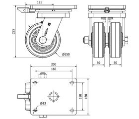 R.GIR.PLACA MEC.DIR.10HLGMD150-HGB HIERRO-GOMA NEGRA NATUR(DOBLE)BOL