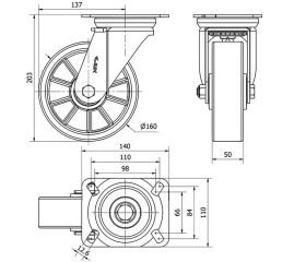 R.GIR.PLACA 4mm 10ZVR160-AUB ALUMINIO-POLIUR.NARANJA EJE BOLAS
