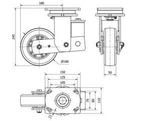 R.GIR.PLACA 10HLSB160-AUGB SUSPENSION ALUMINIO-POLIUR.VERDE BOLAS