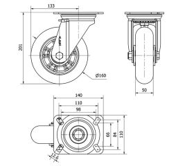 R.GIR.PLACA 10ZV160-AUAB ALUMINIO-POLIUR.NARANJA EJE BOLAS BALONA