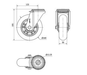 R.GIR.AGUJERO M12 20ZV160-AUAB ALUMINIO-POLIUR.NARANJA BOLAS BALONA