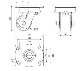 R.GIR.PLACA 10SLR80-KIB NYLON-POLIUR.MARRON EJE BOLAS