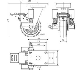 R.GIR.PLACA FR.10HLSEFN150-HGB SUSPENSION GOMA NEGRA NATURAL BOLAS