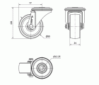 R.GIR.AGUJERO M12 INOX.20ZVLI80-UT POLIAMIX BLANCO EJE LISO