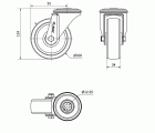 R.GIR.AGUJERO M12 INOX.20ZVLI100-UT POLIAMIX BLANCO EJE LISO