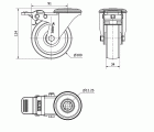 R.GIR.AGUJERO M12 FRENO INOX.20ZVLIFD100-UT POLIAMIX BLANCO EJE LISO