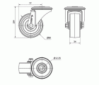 R.GIR.AGUJERO M12 INOX.20ZVLI80-TT RESINA NEGRA EJE LISO