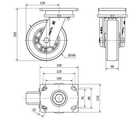 R.GIR.PLACA 10SLR160-AUSB ALUM.-POLIUR.BLANCO"VELOC"EJE BOLAS