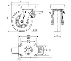 R.GIR.PLACA FRENO 10SLRFD160-AUSB ALUM.-POLIUR.BLANCO"VELOC"BOLAS