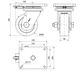 R.GIR.PLACA MEC.DIR.10HLRMD200-NFB NYLON FUNDIDO EJE BOLAS