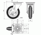 R.GIR.PLACA INOX.10ZVI160-PSR POLIAMIX-GOMA NEGRA EJE RODILLOS