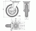 R.GIR.PLACA INOX.10ZVI200-PSR POLIAMIX-GOMA NEGRA EJE RODILLOS