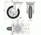R.GIR.PLACA INOX.10ZVI160-PSR POLIAMIX-GOMA GRIS EJE RODILLOS