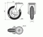 R.GIR.AGUJERO M12 INOX.20ZVI160-PSR POLIAMIX-GOMA GRIS EJE RODILLOS
