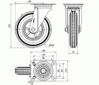 R.GIR.PLACA INOX.10ZVI200-PSR POLIAMIX-GOMA GRIS EJE RODILLOS