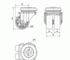 R.GIR.AGUJERO M10 21IBS40-BP PLASTICO GRIS (DOBLE) EJE LISO