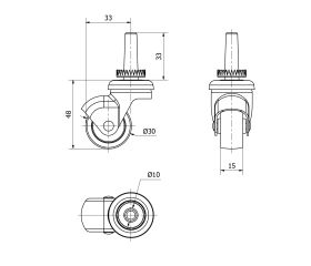 R.GIR.ESP.LISA M10x33 CAPUCHON P/MADERA 40HSR30-BP PLASTICO GR.LISO