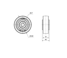 RUEDA FTB100-17-40 NYLON BLANCO EXTRAFUERTE EJE BOLAS