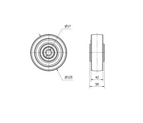RUEDA FTB125-17-50 NYLON BLANCO EXTRAFUERTE EJE BOLAS