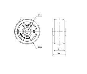 RUEDA UT80-12-40 POLIAMIX BLANCO EJE LISO