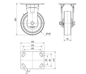 R.FIJA 17GT150-FT NYLON BLANCO EXTRAFUERTE EJE LISO