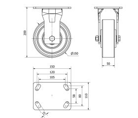 R.FIJA 17GT150-HUB HIERRO-POLIUR.NARANJA EJE BOLAS