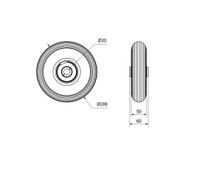 RUEDA NEUMATICA GRIS RILR200-20-60 NUCLEO METALICO EJE RODILLOS