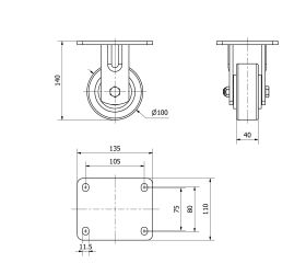 R.FIJA 17SL100-HUB HIERRO-POLIUR.NARANJA EJE BOLAS