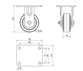 R.FIJA 17SL100-HGB HIERRO-GOMA NEGRA NATURAL EJE BOLAS