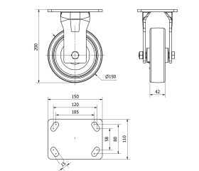 R.FIJA 17GT150-PO NYLON BLANCO-POLIUR.ROJO EJE LISO