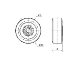 RUEDA DEB100-15-40 NUCLEO ALUMINIO Y BANDA GOMA NEGRA ELASTICA BOLAS
