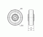 RUEDA DEB125-20-50 NUCLEO ALUMINIO Y BANDA GOMA NEGRA ELASTICA BOLAS