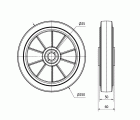 RUEDA DEB250-25-60 NUCLEO ALUMINIO Y BANDA GOMA NEGRA ELASTICA BOLAS