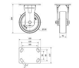 R.FIJA 17GT150-CI HIERRO FUNDIDO EJE LISO