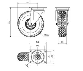 R.GIR.PLACA 10WL260-RIP POLIAMIX AZUL-NEUMATICA EJE LISO