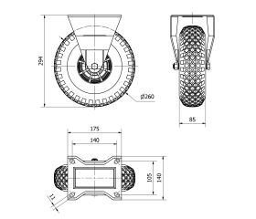 R.FIJA 17WL260-RIP POLIAMIX AZUL-NEUMATICA EJE LISO