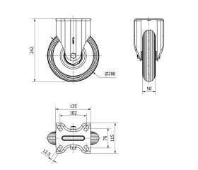 R.FIJA 17ZV200-RILR METALICO-NEUMATICA GRIS EJE RODILLOS