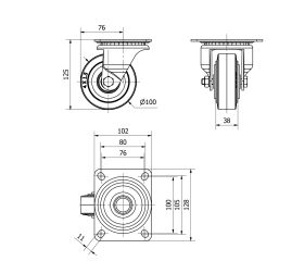 R.GIR.PLACA 10-61-100-HGB HIERRO-GOMA NEGRA NATURAL EJE BOLAS